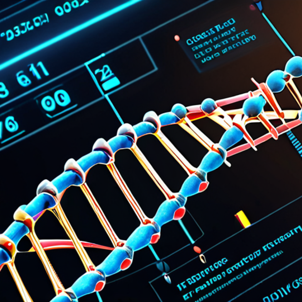 A futuristic, high-tech scene depicting DNA strands being precisely edited by glowing, almost surgical molecular tools, akin to a sophisticated graphic design interface for life's blueprint. The background features intricate, abstract genetic code patterns, emphasizing precision and the revolutionary impact of genetic engineering. Clean, scientific, and slightly ethereal lighting.