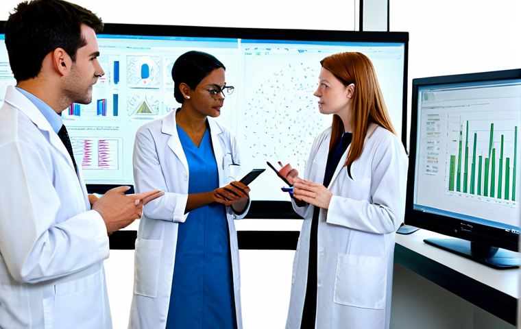 Collaborative Research Meeting**

"A diverse group of scientists in a brightly lit, modern laboratory, fully clothed in appropriate lab attire, engaged in a team meeting. They are discussing data displayed on a large monitor. Some are gesturing thoughtfully, others are taking notes. The atmosphere is collaborative and professional. perfect anatomy, correct proportions, natural poses, well-formed hands, proper finger count, safe for work, appropriate content, fully clothed, professional, modest, family-friendly, high-quality rendering, detailed."

**